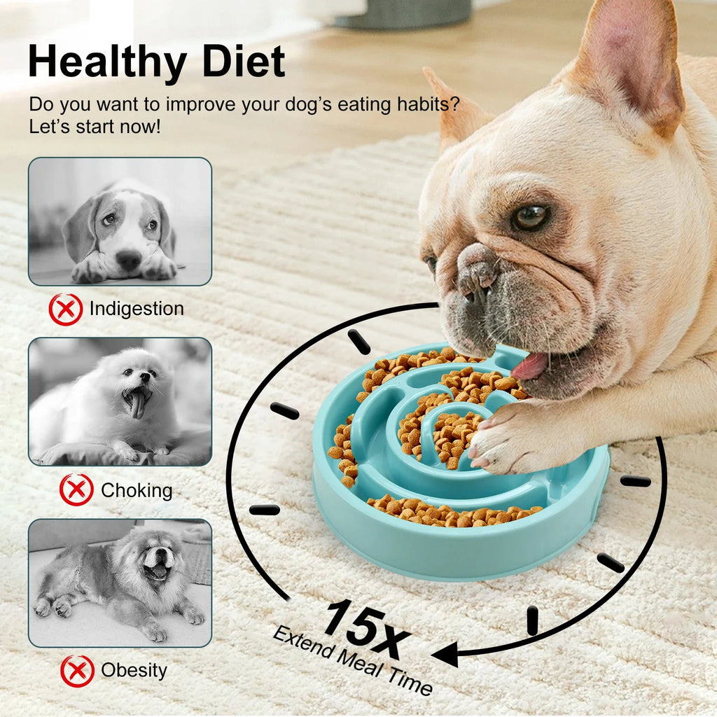 Comedero Lento para Perros Antiahogo-Plato Antideslizante para Comer Despacio-Perros  Pequeños, Medianos y Grandes.